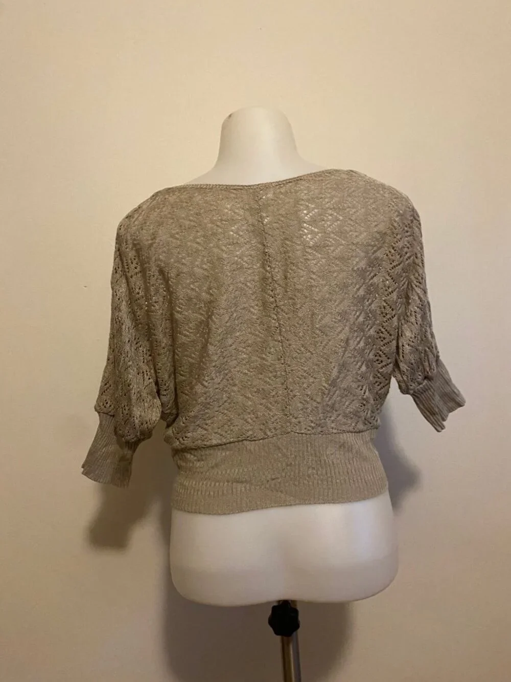 Studio Y Taupe Open Knit Button Front Cardigan